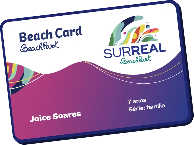 Cartão Beach Card Surreal com o nome e o plano do assinante